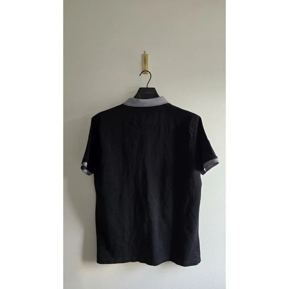Denim and Flower Men's Polo Shirt Black Short Sleeve Size Large - Picture 4 of 4